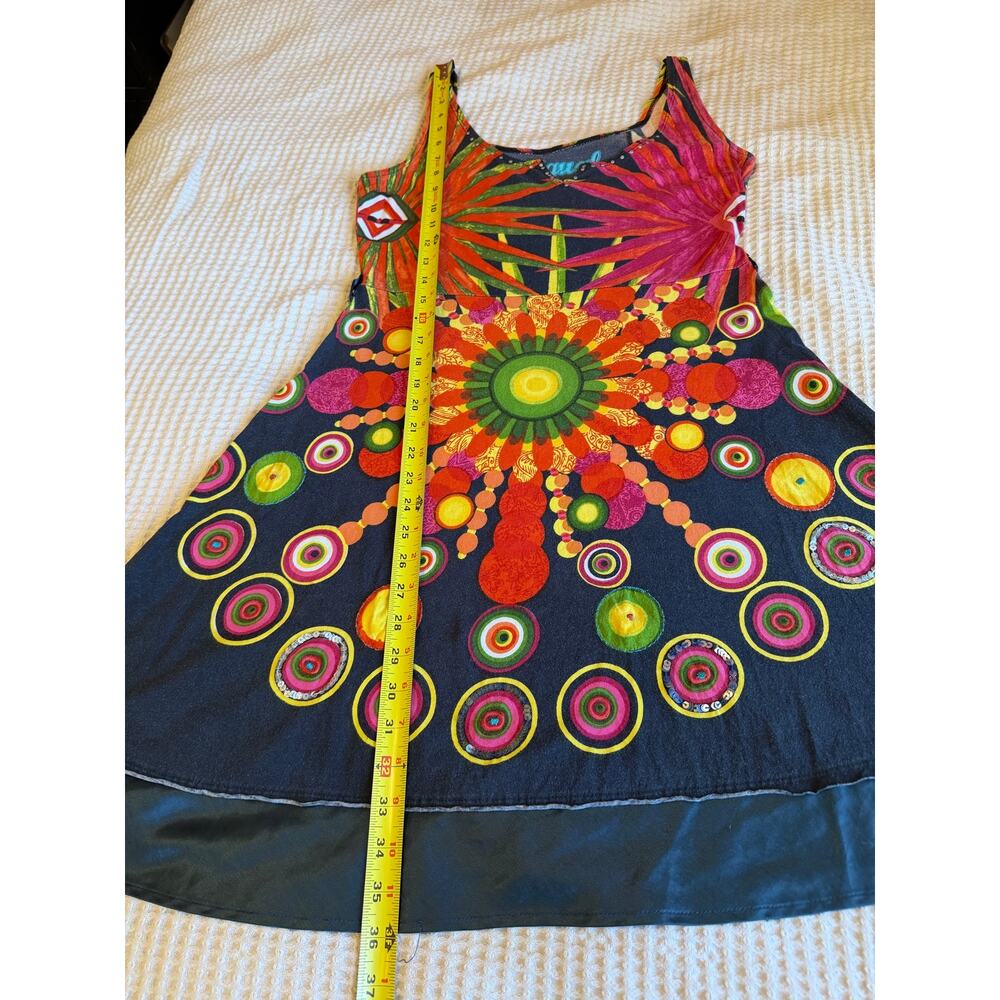 Desigual Y2K Boho Multicolor Geometric Printed Sleeveless A-Line Mini Dress XS - Picture 4 of 16